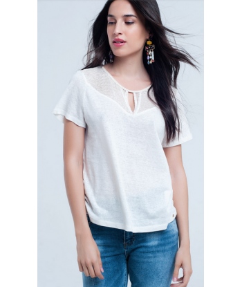 Camiseta crema rejilla