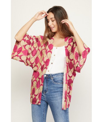 Kimono geométrico fucsia