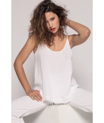 Top lino blanco