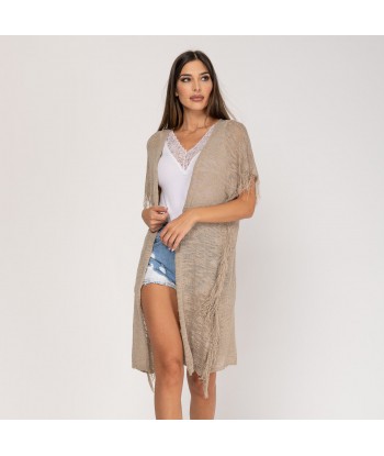 Kimono desflecado taupé