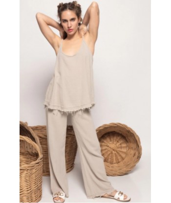Pantalón lino beig
