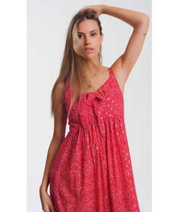 Vestido rojo nudo delantero