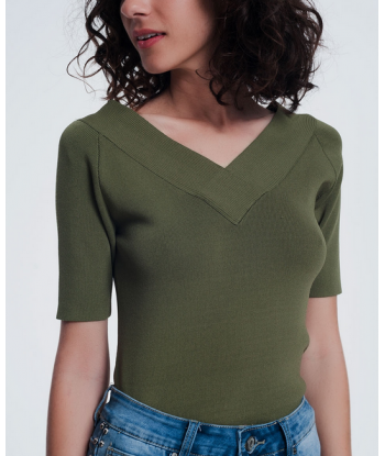 Jersey canalé cuello pico