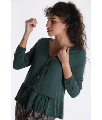 Camisa viscosa bajo volante
