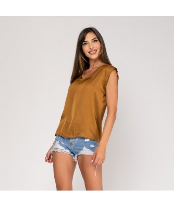 Top satén s/m camel