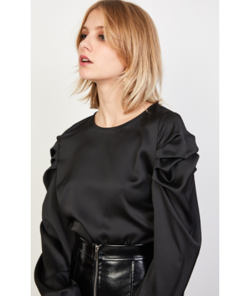 Blusa satén mangas abullonadas